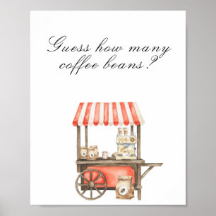 Poster Baby shower café - devinez combien de grains de ca