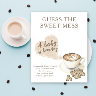 Poster Baby shower café Devinez le doux désordre