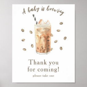 Poster Baby shower café glacé Merci d'être venu