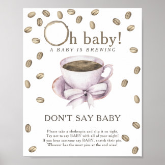 Poster Baby shower café - N'affiche pas bébé
