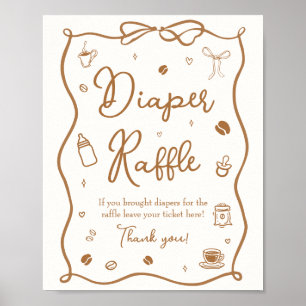 Poster Baby Shower Café Tirage au sort des Couches