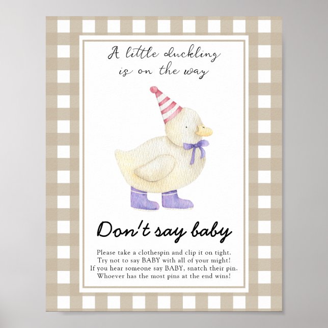Poster Baby shower canard - Ne dites pas bébé (Devant)