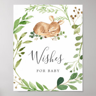 Poster Baby shower Cerf Souhaite Pour Bébé Signe
