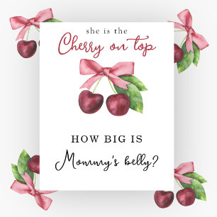 Poster Baby shower cerises - Quelle taille a le ventre de