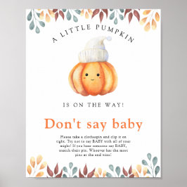 Poster Baby shower citrouille Aquarelle - Ne pas dire béb