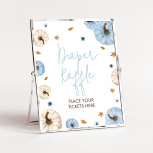 Poster Baby shower Citrouille Bleu Chute Raffle