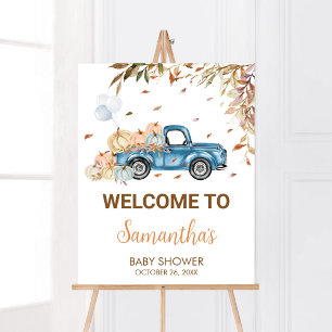 Poster Baby shower Citrouille Blue Truck