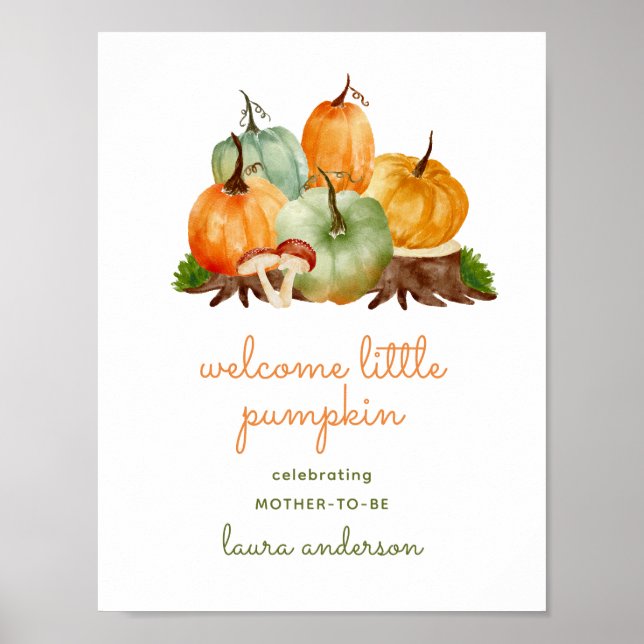 Poster Baby shower Citrouille d'automne (Devant)