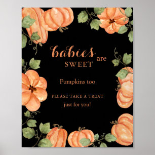 Poster Baby shower Citrouille de la chute noire Les bébés