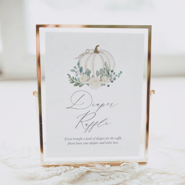 Poster Baby shower Citrouille de verdure fleurie Raffle d (Créateur téléchargé)