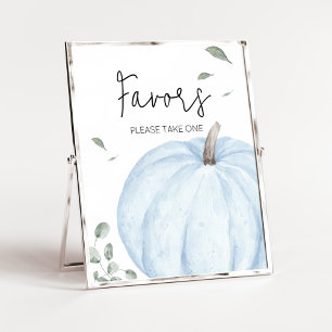 Poster Baby shower Citrouille minimaliste bleu pour