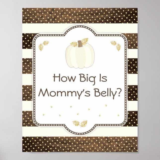 Poster Baby shower citrouille Mommy's Belly Jeu, Ivory Bo (Devant)