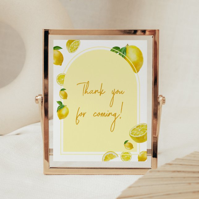 Poster Baby shower Citrus Lemon Merci pour venir (Sweet Little One Citrus Baby Shower Thank You for Coming Sign)
