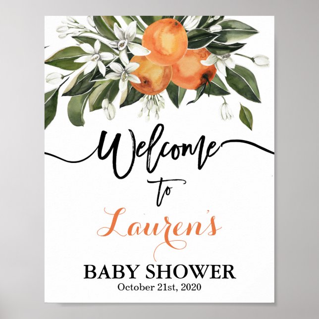 Poster Baby shower Citrus Oranges signe de bienvenue (Devant)