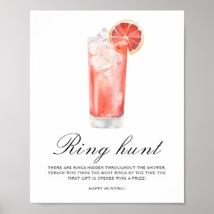 Poster Baby shower cocktail - Jeu de chasse à l'anneau