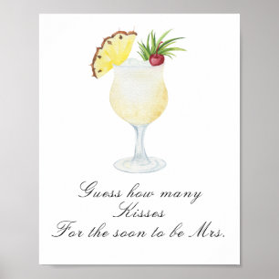 Poster Baby shower cocktail - Jeu de combien de baisers