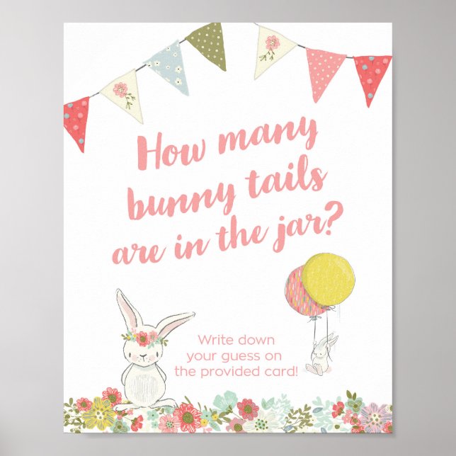 Poster Baby shower Combien de Tails de lapin sont dans le (Devant)