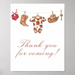 Poster Baby-shower cow-boy Merci d'être venu