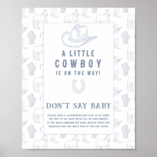 Poster Baby-shower cow-boy Ne dites pas bébé