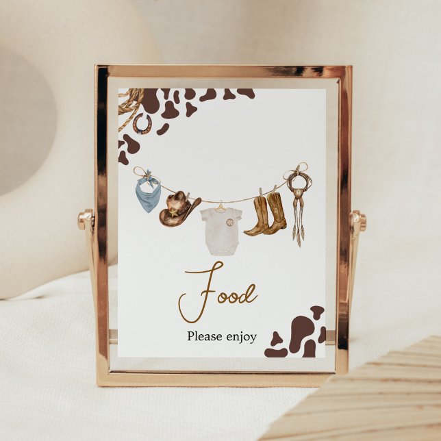 Poster Baby shower Cowboy (Wild West Rodeo Baby Shower Food Sign)