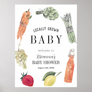 Poster Baby shower cultivé localement Farmers Market Welc