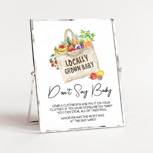 Poster Baby shower cultivé localement Ne pas dire signe b