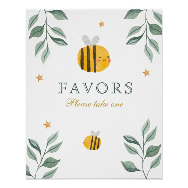 Poster Baby shower d'abeilles : (Devant)
