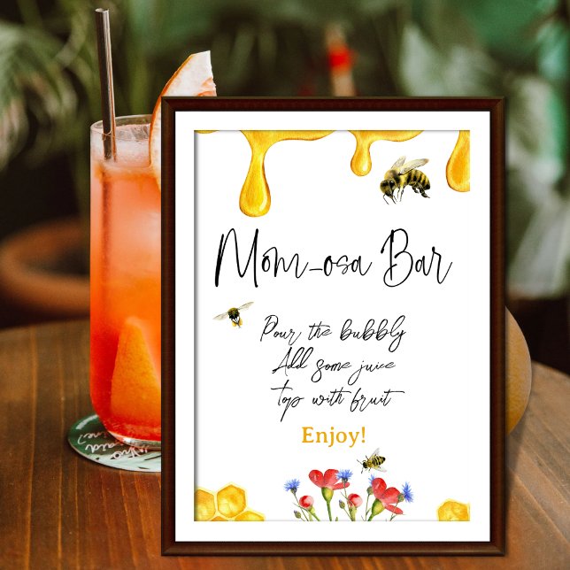 Poster Baby shower d'abeilles au miel jaune Maman-Osa Bar (Créateur téléchargé)