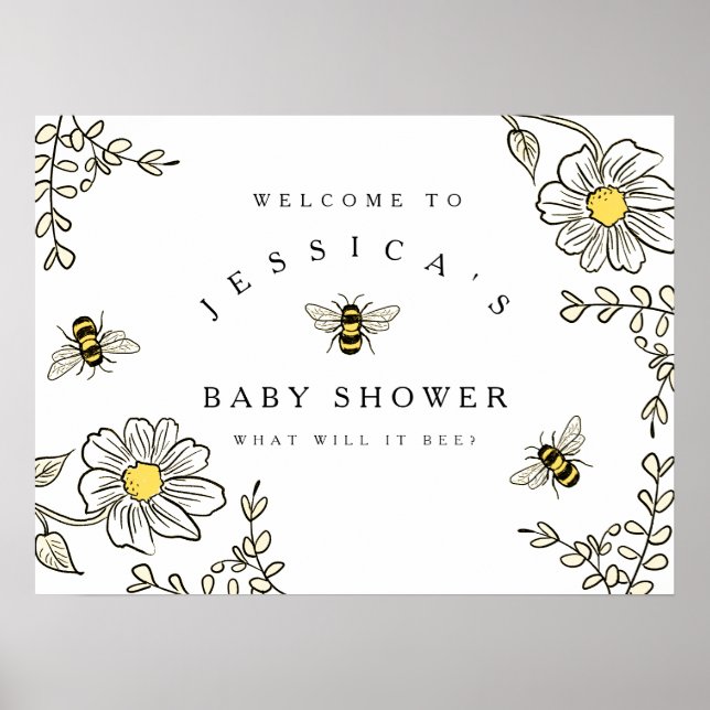 Poster Baby shower d'abeilles Bienvenue pour Bumble Bee D (Devant)