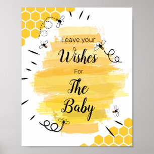 Poster Baby shower d'abeilles voeux pour bébé signe