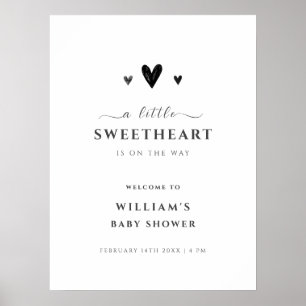 Poster Baby shower d'accueil Black Little Sweetheart