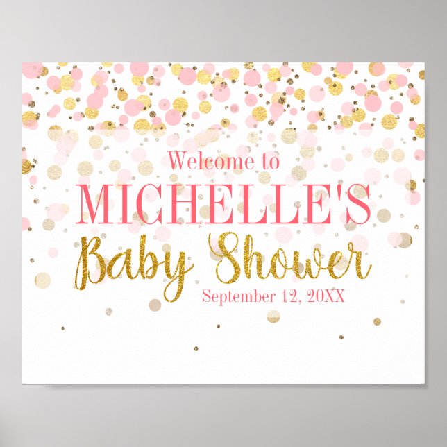 Poster Baby shower d'accueil Confetti Parties scintillant (Devant)