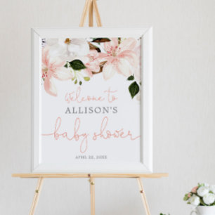Poster Baby shower d'accueil des lys floraux