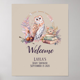 Poster Baby shower d'accueil Magic Owl
