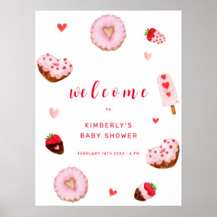 Poster Baby shower d'accueil pour les beignets de petite 