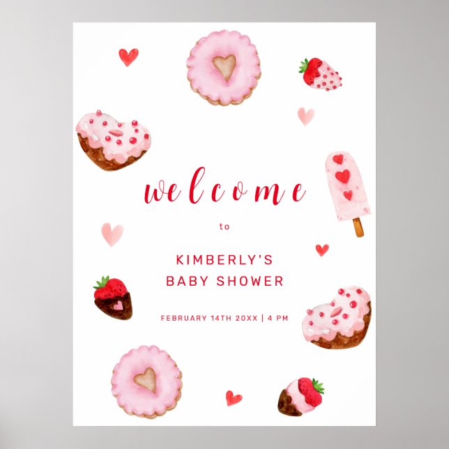 Poster Baby shower d'accueil pour les beignets de petite  (Devant)