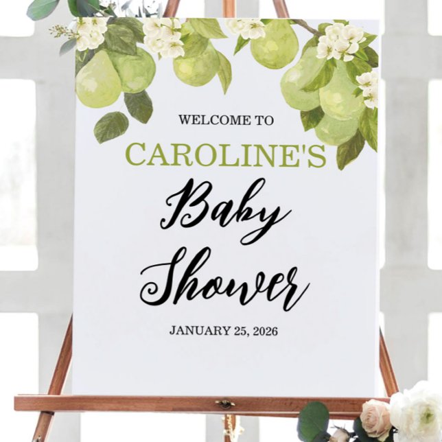 Poster baby shower d'accueil Sweet Little Pear 16x20" (Créateur téléchargé)