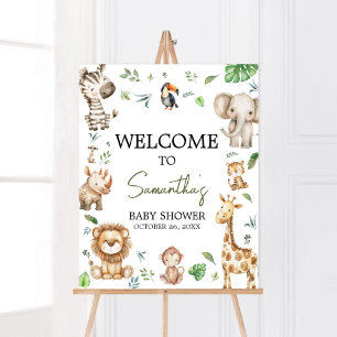Poster Baby shower d'accueil Wild One Safari