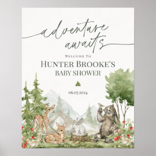 Poster Baby shower d'Affiche de bienvenue des animaux de