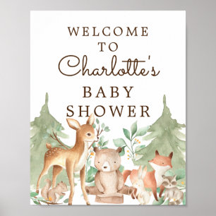 Poster Baby shower d'Affiche de bienvenue des animaux de 