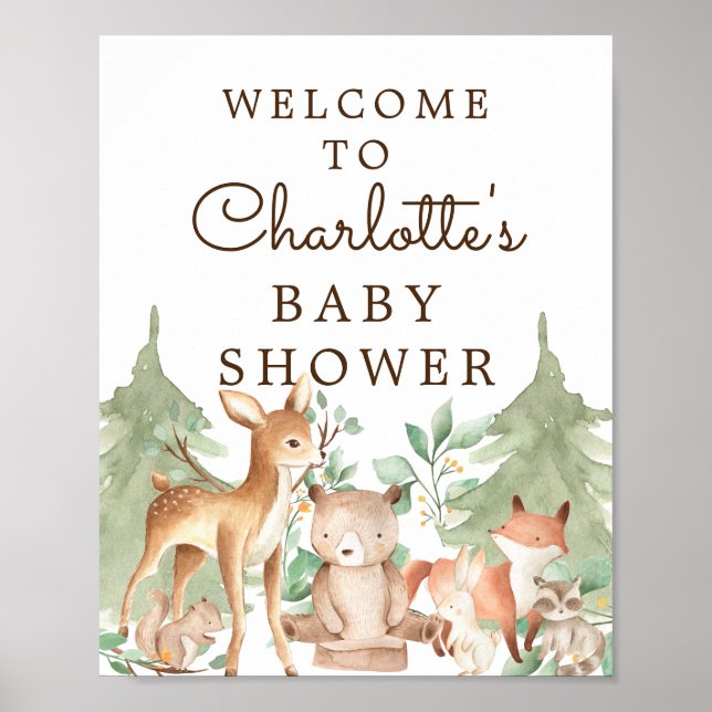 Poster Baby shower d'Affiche de bienvenue des animaux de  (Devant)