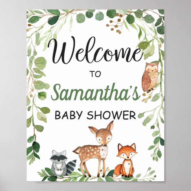 Poster Baby shower d'Affiche de bienvenue des animaux de  (Devant)