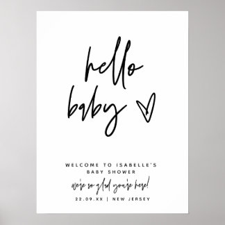 Poster Baby shower d'Affiche de bienvenue moderne Hello B