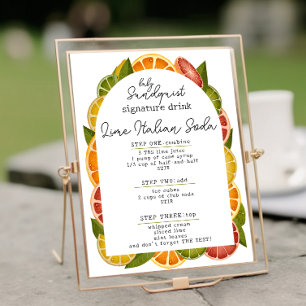 Poster Baby shower d'agrumes coloré Signature Boisson Sig