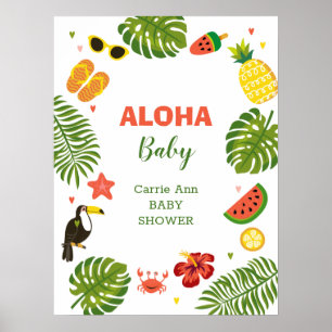Poster Baby shower d'Aloha hawaïen tropical