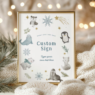 Poster Baby shower d'animaux pour bébés d'hiver Signal te