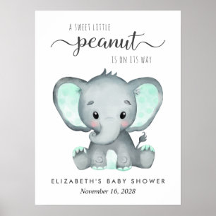 Poster Baby shower d'aquarelle Elephant Bienvenue