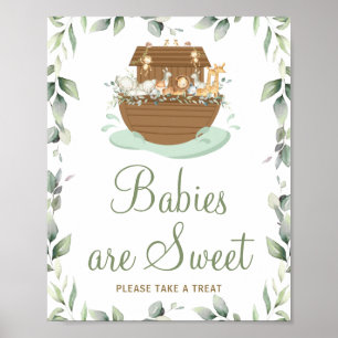 Poster Baby shower d'arche de Noé de verdure Bébés doux t