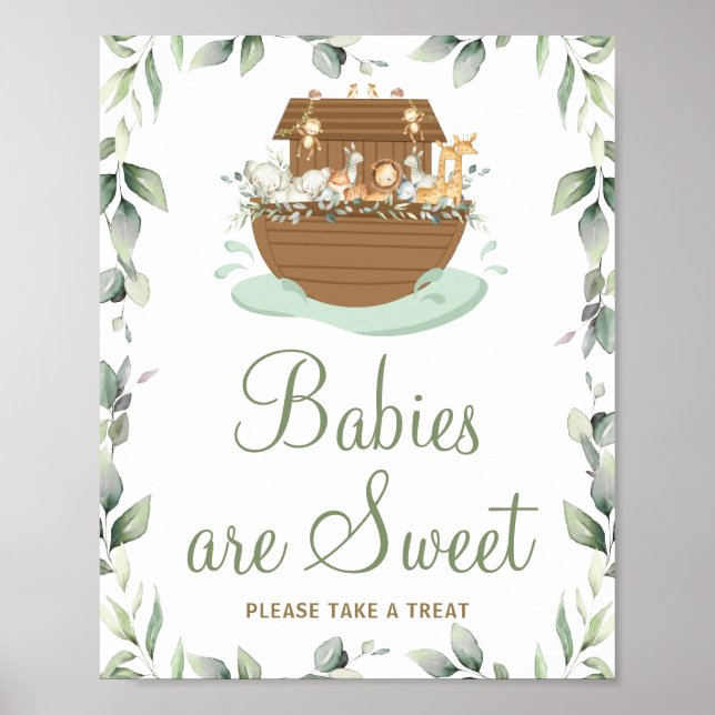 Poster Baby shower d'arche de Noé de verdure Bébés doux t (Devant)