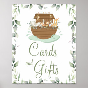 Poster Baby shower d'arche de verdure Noah Baptême Cartes